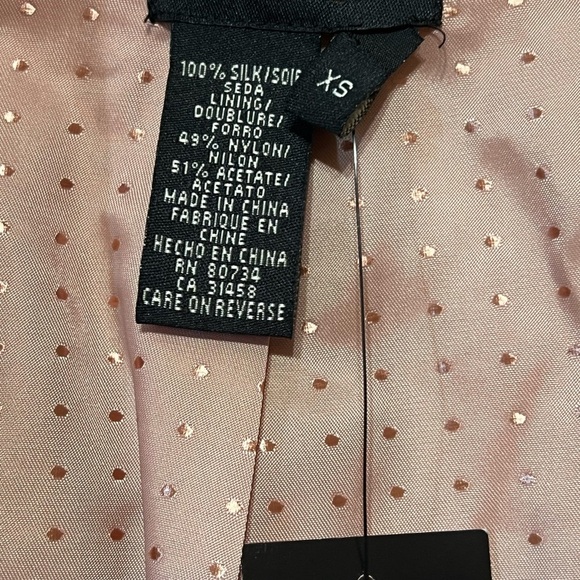 BCBGMAXAZRIA Silk Tweed Blazer Beige & Blush Cropped Fringe Trim Woven Jacket XS - Picture 5 of 5